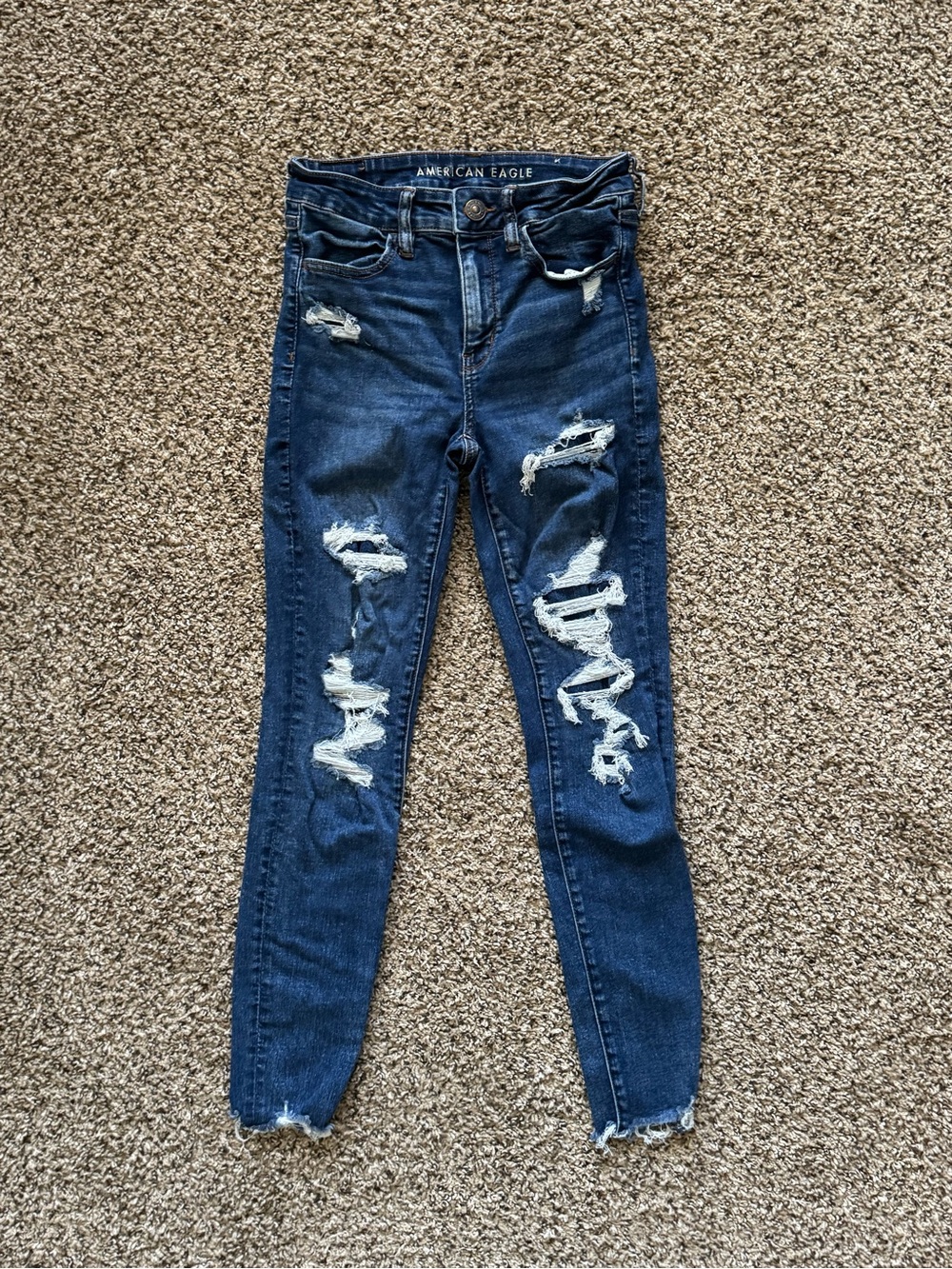 American Eagle Outfitters Medium Blue Ripped Skinny Jeans